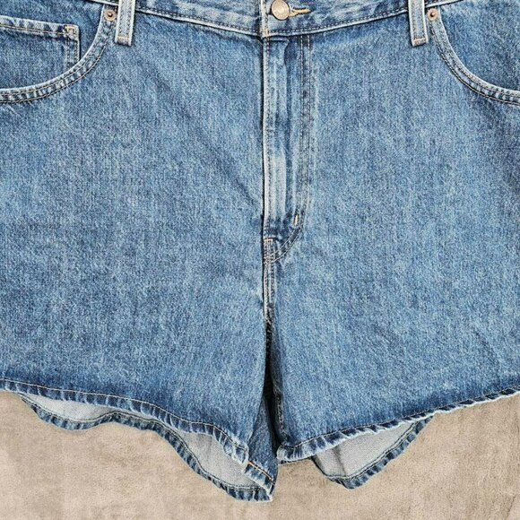 Levis High Waisted Mom Shorts 20W Medium Blue Wash Denim Jean Jorts Cotton Plus - Picture 5 of 14